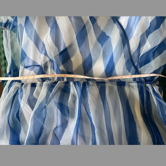 STAUD Flippa Blue & White Stripe Organza Wrap Midi Dress NWT - Picture 9 of 15